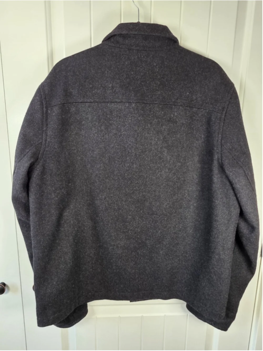 Old Navy Wool Blend Zip Jacket Mens Sz L Large Charcoal Gray Lined Coat Casual